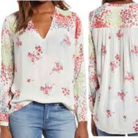 Lucky Brand Multicolor Floral Peasant Style Blouse size Small - Picture 1 of 7